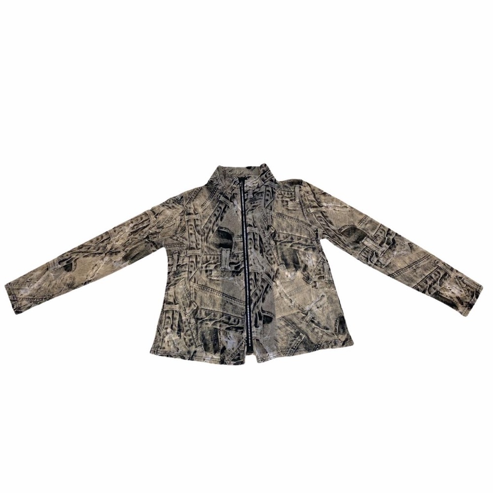 Vtg Grey Denim Mesh Jacket